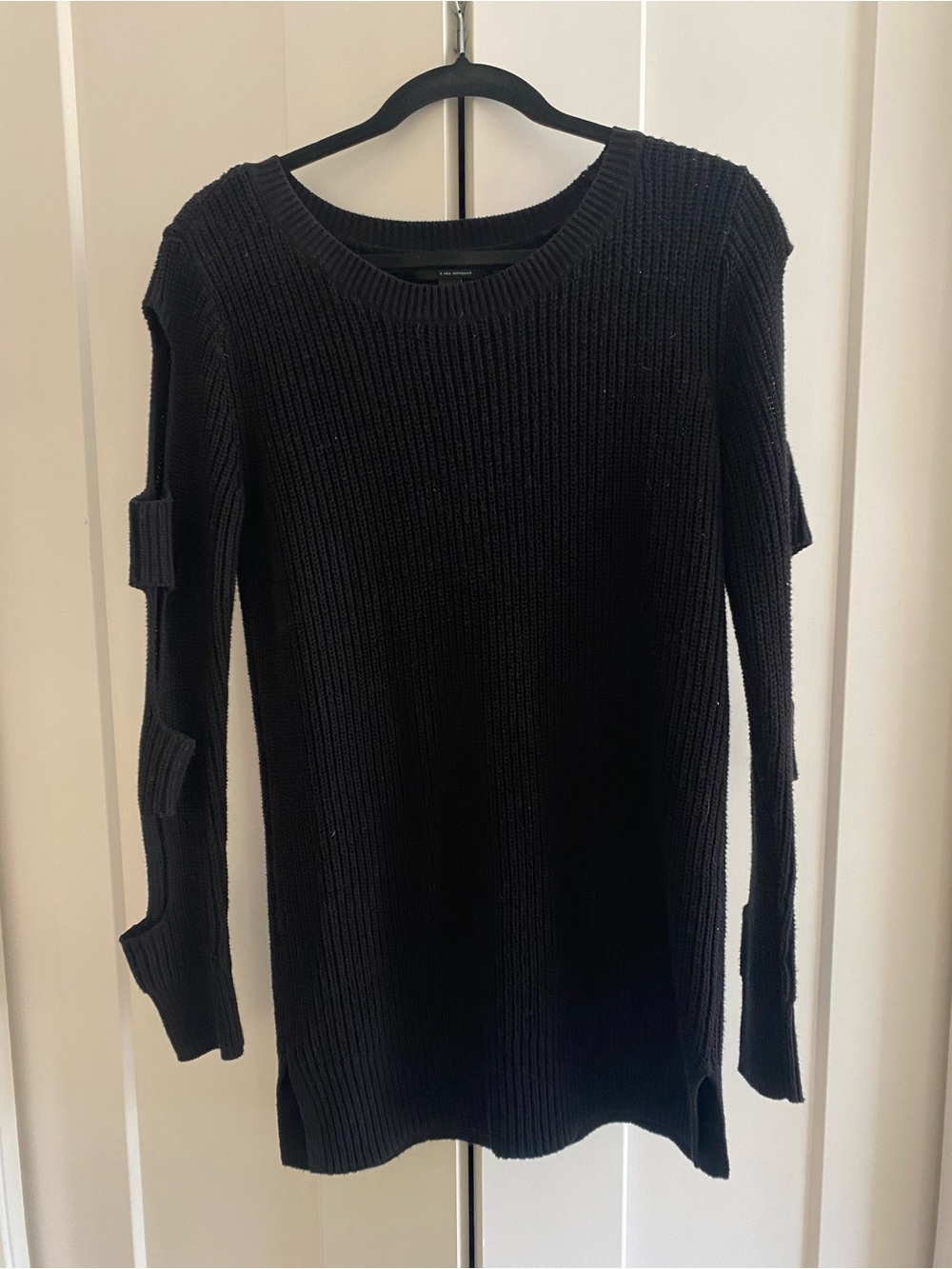 a.n.a Black Long Sleeve Cutout Knit Sweater